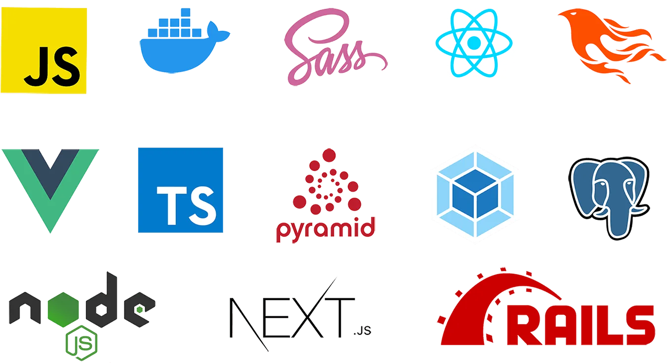 Logo's van technologieën waarmee Bonaroo werkt